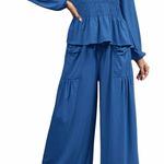 Amazon Womens 2-Piece Boho Long Sleeve Smocked Top & Wide Leg Pants Set Casual Lounge Outfit with Pockets  Photo 0