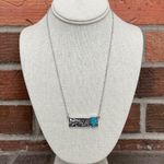 Bar Necklace with Faux Turquoise Lightning Bolt Photo 1