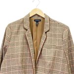 Lands' End Glen Plaid Single Button Blazer Tan & Brown Leather Buttons Size 16 Photo 8
