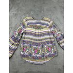 Maeve  Anthropologie‎ Floral Striped Blouse Small Long Sleeve Boho Relax Career Photo 9