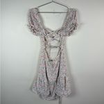 Kiss the Sky Floral Puff Sleeve Lace-Up Mini Dress Photo 4