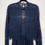 Saylor Anthropologie Navy Blue Long Sleeve Lace Layered Coquette Romper XS Photo 9