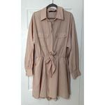 Fashion to figure Beige Utility Tie Front Cotton Long Sleeve Romper Size 1X Photo 8