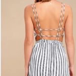 Lulus NEW Oceanside Adventure White Striped Backless Skater Dress Photo 2