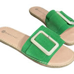 Eric Michael New‎  Green Suede Leather Buckle Slide Sandals Flats 41 / 10-10.5 Photo 0