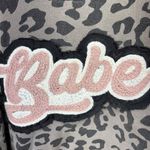 Gray Leopard Print Sweatshirt with Pink 'Babe' Design Size XL Photo 1