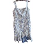 JJ's House Floral Midi Mermaid Dress Size XL Jacquard Wedding Whimsical Glam NEW Silver Photo 1