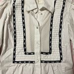 Free People Vintage  White Striped Long Sleeve Shirt with Black Trim Photo 1