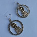 Gold Tone Black Lives Matter Rhinestone Earrings Photo 1