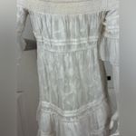 Free People White Semi Sheer Off the Cold Shoulder Ruffle Cover Up Dress M. D29 Photo 11