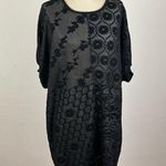 Opening Ceremony  Black Semi Sheer Shift Dress Photo 0