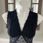 Flora Nikrooz Mesh Bodysuit Black Sheer Lace Floral Size L Photo 4