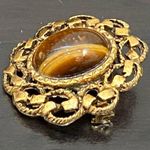 Vintage Unsigned Victorian Revival Tiger Eye Brooch Photo 6