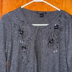 August Silk  Charcoal Cardigan with Floral Details sz large Photo 1