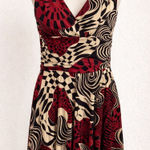Ariella Abstract Print Fit & Flare Dress Red Black Tan Sleeveless Fits Medium Photo 0
