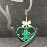 Green Heart Gingerbread Earrings with White Bows Photo 3