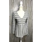 Maeve Eliza Henley Babydoll Tunic XS White Striped Long Sleeve Casual‎ Photo 2
