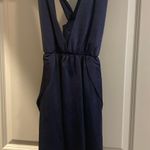 Mod On Trend Satin Navy Blue Tie Dress Photo 1