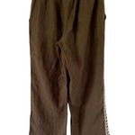 Kyla Seo Floral Embroidered Olive Green Handmade 100% Linen Pull On Pants Sz XS Photo 1