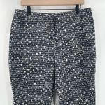 Nic+Zoe Pants Size 12 Cropped Navy Ikat Print Cropped Trousers Cotton Stretch Photo 4