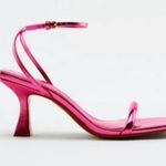 ZARA NWT  Pink Metallic Mid-Height Ankle strap Heels Photo 1