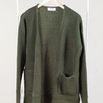 Zenana Outfitters Army Green Waffle Knit Cardigan Size Large Photo 0