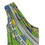 Emilio Pucci Women's 14 US Printed One-Shoulder Ruched Mini Dress Green Multi Photo 2