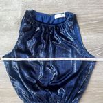 Ramy Brook  Blue Shimmer Velvet Blouse Photo 7