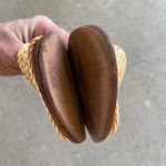 Joie  Size 37 Two Strap Leather Flat Slide Sandal Cream/Brown Neutral Photo 6