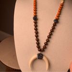 None Beaded Orange Brown Tibetan Bohemian Horn Necklace Photo 7