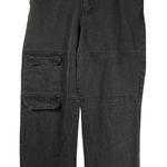 Forever 21 Women Cargo Jeans Black Size 28 High Rise Wide Leg Denim Pants Baggy Photo 0