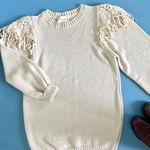 Cleobella Daniella Macrame Ivory Long Sleeve Mini Sweater Dress Photo 5