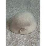 Gorgeous Vintage Cream White Ivory Angora Fuzzy Bucket Hat with Bow Photo 3