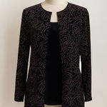 Notations Petite Velvet Sparkle Cardigan Layered Blouse | Size MP | Black Evenin Photo 0