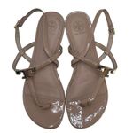 Tory Burch  Sling Beige Sandals Gold Logo‎ Medallion Size Women's  9 M Photo 0