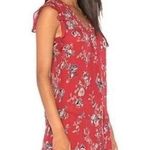 Joie  Almarie B Tandoori Red Floral Silk Ruffle Lightweight
Mini Dress Size M Photo 0