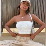 SheIn EZwear Eyelet Embroidery Crop Tube Top Photo 2