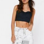 Nasty Gal  Black Poplin Cup Detail Bralette Crop Top Photo 3