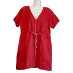 J.Crew Orange Red Wrap Mini Dress Puff Sleeve V-Neck Photo 1