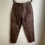 Vintage 90s Together Brown Leather Pants Barrel Tapered Zip Button 29" Size 12 Photo 3