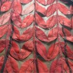 ECHT  Leder Vtg Red Leather cutout Leaves on Netting Jacket Sz M Medium Blazer Photo 10