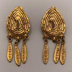 Vintage Wells 14k Gold Filled Earrings Tear Drop Southwestern Style Photo 0
