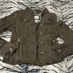 Live a Little  Brown Jean Jacket with Button Details Photo 0