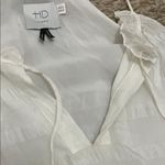 HD in Paris  Anthropologie White Silk Shadow Pane V Neck Blouse Tank Top - Size 2 Photo 4