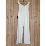 Lulus NWT  Stunning Existence White Off-the-Shoulder Knot-Front Jumpsuit Size L Photo 5