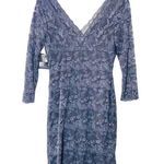 MARINA Gunmetal Lace Long Sleeve Casual Engagement Wedding Elegant Petite Dress Size 4P Photo 7