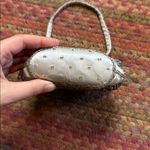 MOONSTRUCK DESIGNS SILVER KISSLOCK DAINTY BEADED FRINGE EVENING MINI BAG Gray Photo 5