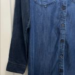 Cloth & Stone  Dark Blue Chambray Long Sleeve Mini Shirt Dress - Size Small Photo 4