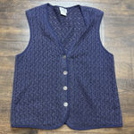 Susan Christopher VTG 90s Vest Cardigan M Navy Blue Metal Buttons Knit Crochet Size M Photo 0