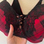 Torrid XO red black tartan plaid lace 360 back Smoothing pushup plunge bra 40DDD Photo 3